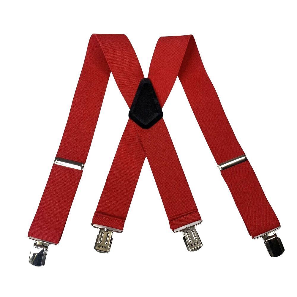 Men's‎ Adjustable Suspenders Elastic X-Shaped 2 Inch Wide Solid Pin Clip